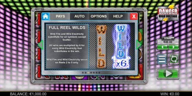 Full Reel Wilds - Wild Fire and Wild Electricity substitute for all symbols except scatter