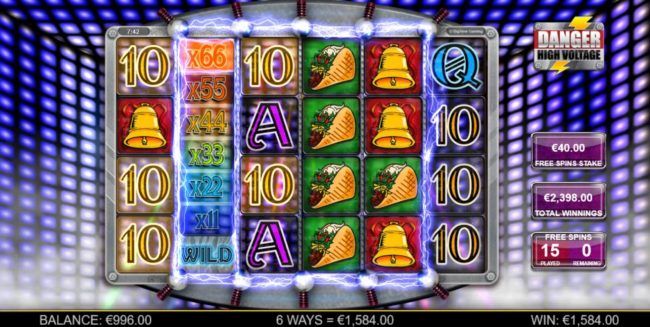 An x66 wild multipler triggers a 1,584.00 payout during the Free Spins bonus feature.