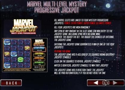 all marvel slots are linked to four mystery progressive jackpots