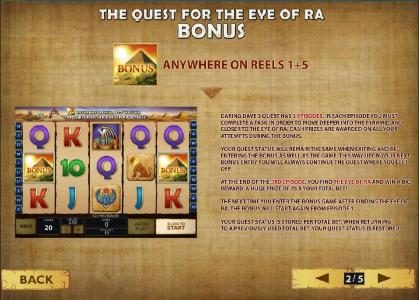 how to play the quest for the eye of ra bonus