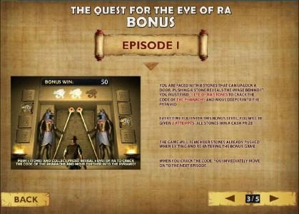 how to play the quest for the eye of ra bonus - Episode I