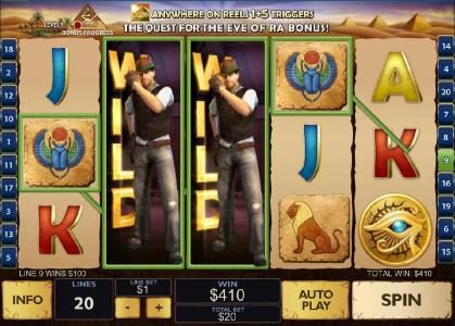 expanding wilds triggers multiple winning paylines and a 410 coin jackpot