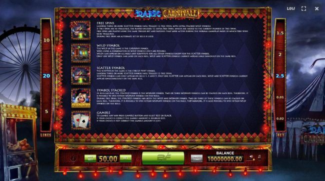 Free Spins, Wild Symbol, Scatter Symbol, Symbol Stacked and Gamble Rules