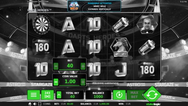 Click on the BET button to adjust the coin size and numbers of lines played.