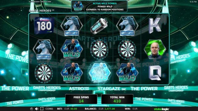 Power Wild expands  during the free spins feature triggering multiple winning combinations
