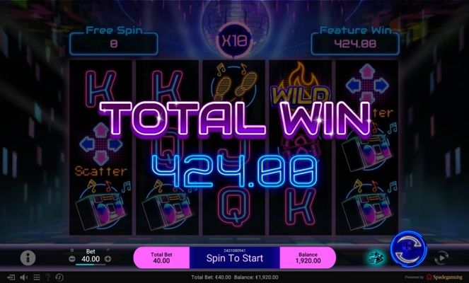 Total free spins payout