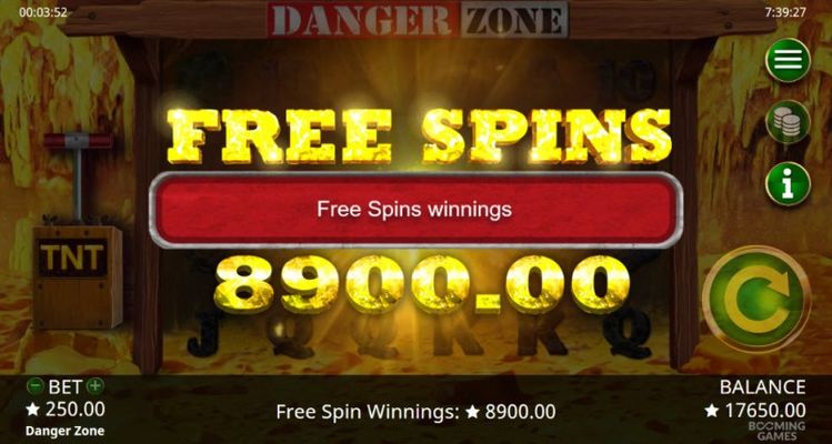 Total free spins payout