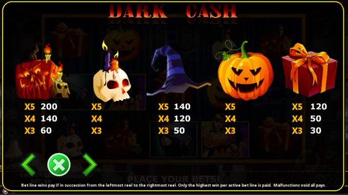 Dark Cash :: Paytable - High Value Symbols