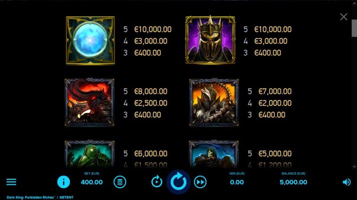 Dark King Forbidden Riches :: Paytable - High Value Symbols