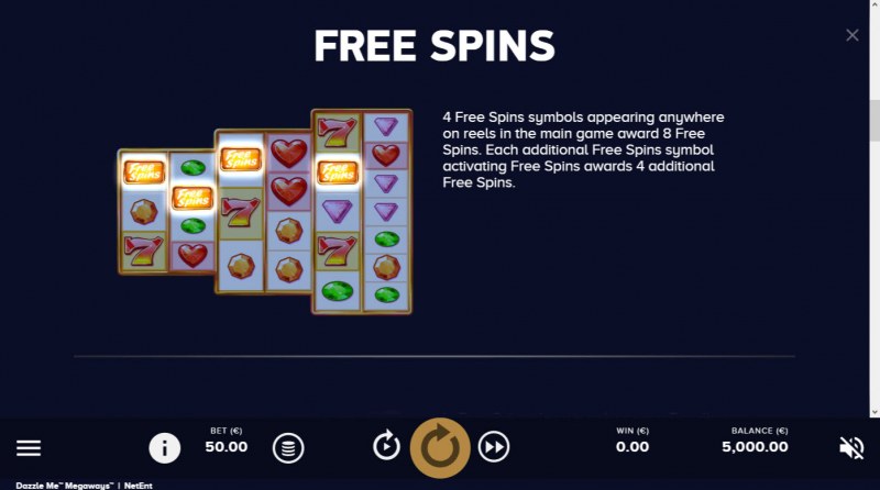 Dazzle Me Megaways :: Free Spin Feature Rules