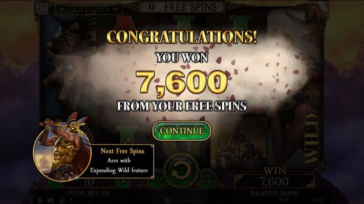 Total free spins payout