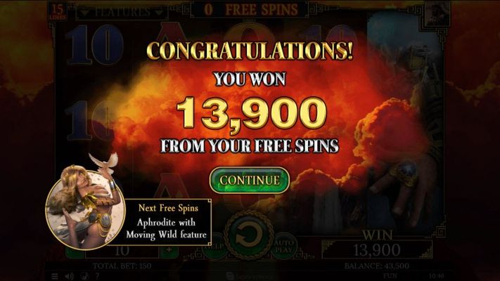 Total free spins payout