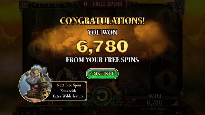 Total free spins payout