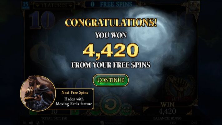 Total free spins payout