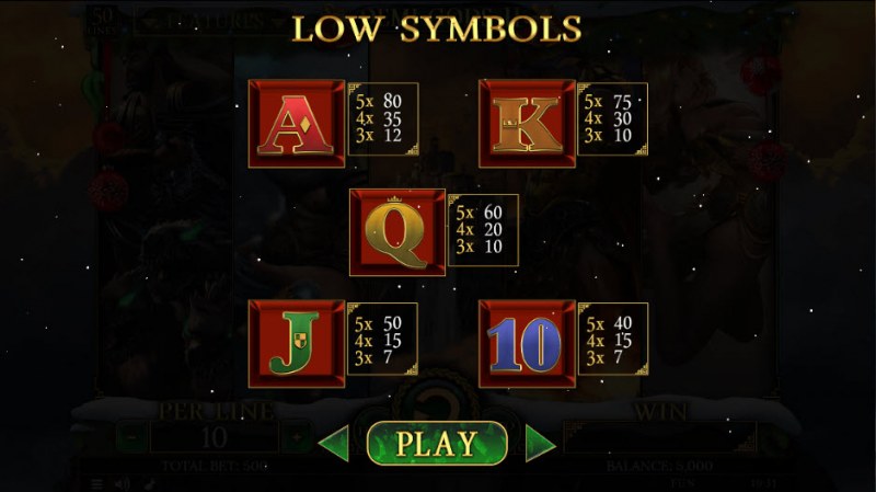 Paytable - Low Value Symbols