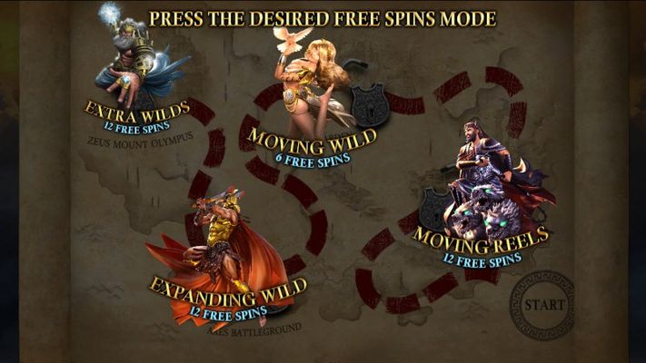 Pick one of four free spins game to play