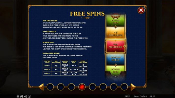 Demi Gods IV :: Free Spins Rules