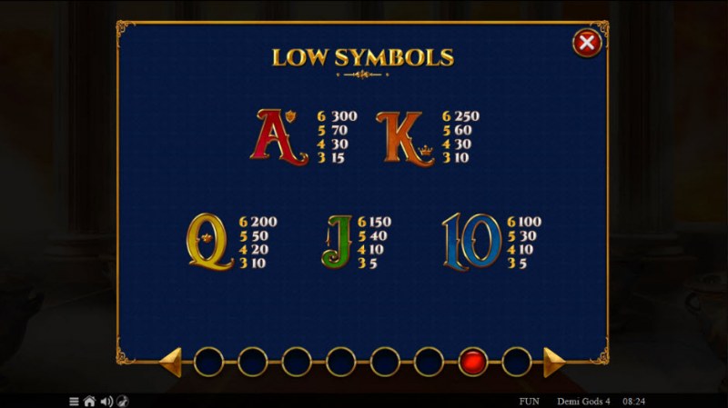 Paytable - Low Value Symbols