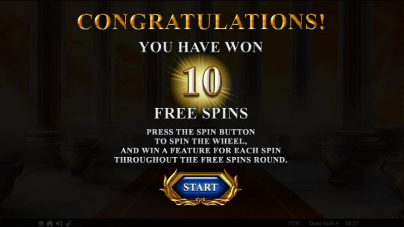 Demi Gods IV :: 10 Free Spins Awarded