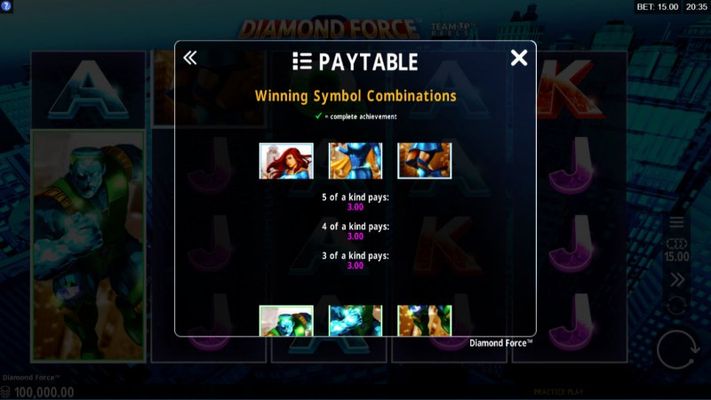 Diamond Force :: Paytable - High Value Symbols