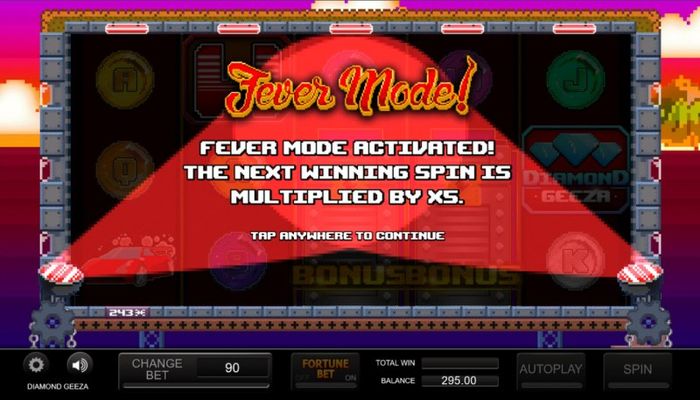 Two scatter symbols on reels 3 and 4 triggers the Fever Mode