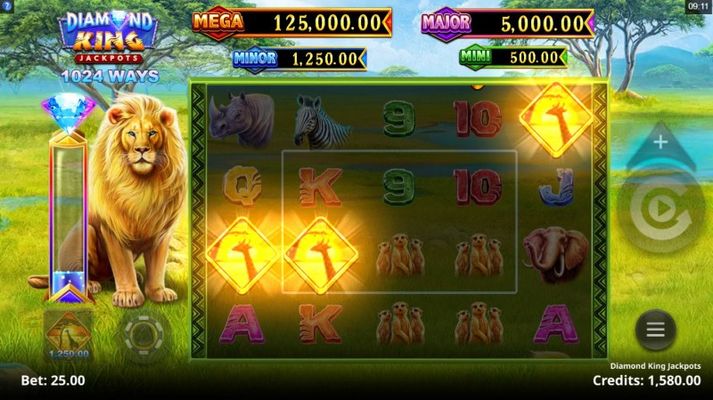 Diamond King Jackpots :: Scatter symbols triggers the free spins bonus feature