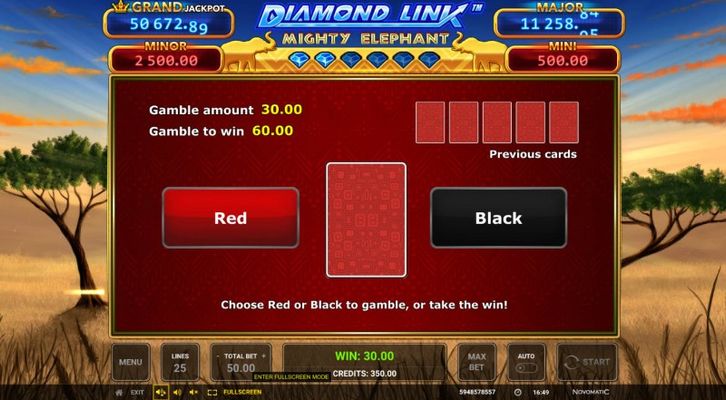 Diamond Link Mighty Elephant :: Red or Black Gamble Feature