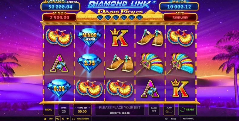 Play slots at Fun Casino: Fun Casino featuring the Video Slots Diamond Link Oasis Riches with a maximum payout of $50,000