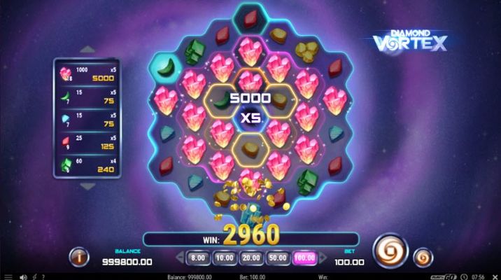 Diamond Vortex :: Feature leads to multiple winning combinations