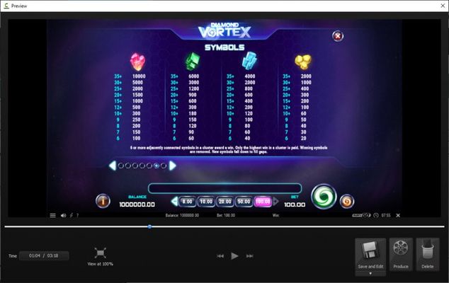 Diamond Vortex :: Paytable - High Value Symbols