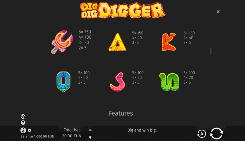 Paytable - Low Value Symbols