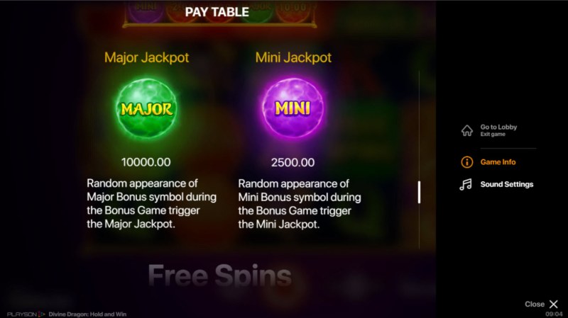 Divine Dragon Hold and Win :: Jackpot Rules