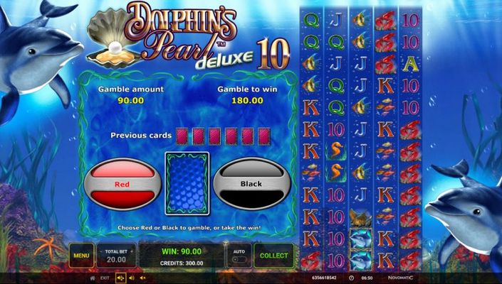 Dolphin's Pearl Deluxe 10 :: Red or Black Gamble Feature