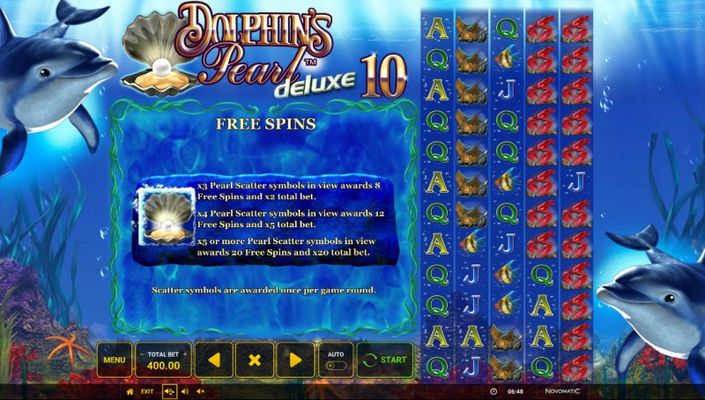 Dolphin's Pearl Deluxe 10 :: Free Spin Feature Rules