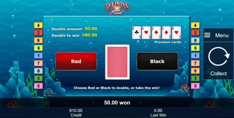 Dolphin's Pearl :: Black or Red Gamble Feature