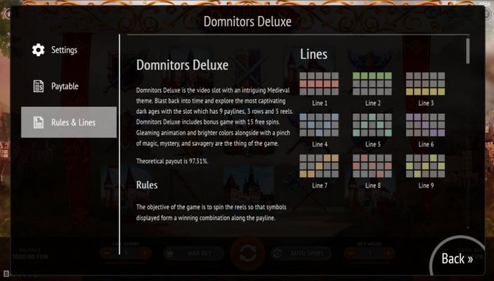 Domnitors Deluxe :: Paylines 1-9