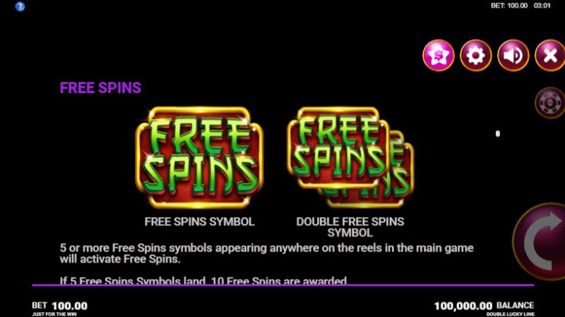 Double Lucky Line :: Free Spins Rules