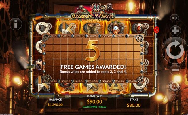 5 free spins awarded