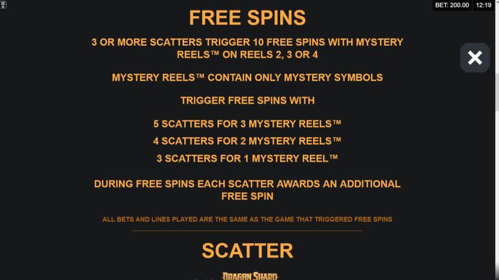 Dragon Shard :: Free Spins Rules