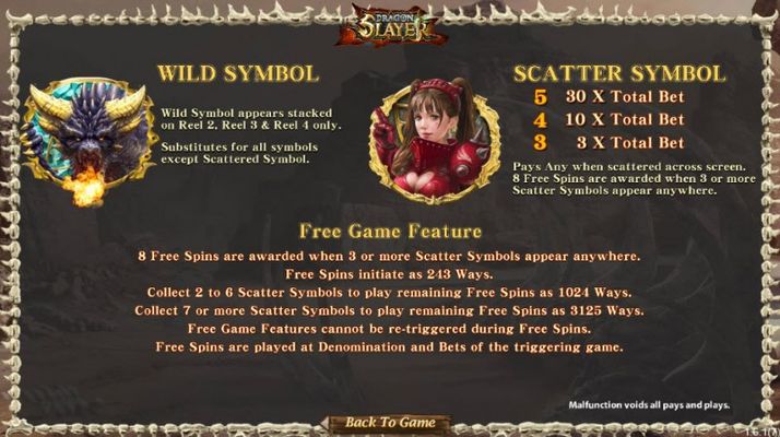 Dragon Slayer :: Wild and Scatter Rules