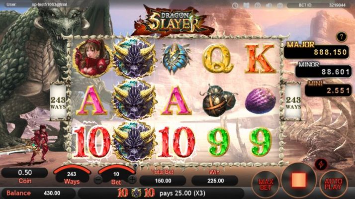 Dragon Slayer :: Three of a kind win