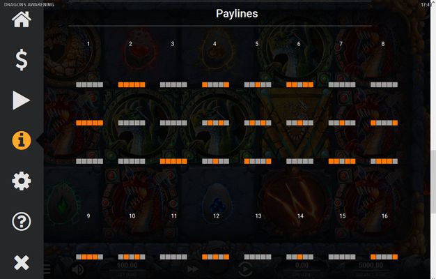 Paylines 1-8