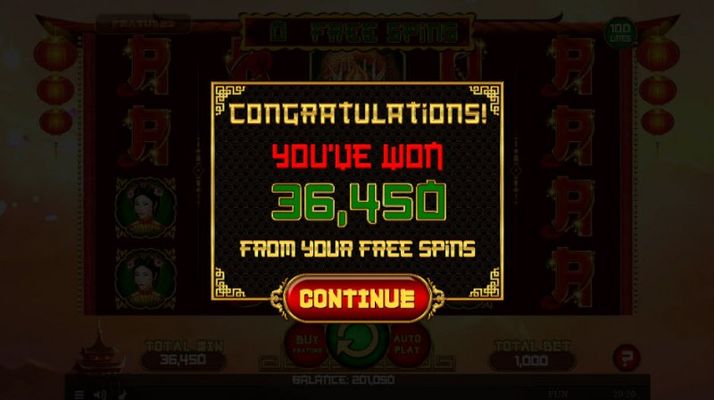 Total free spins payout