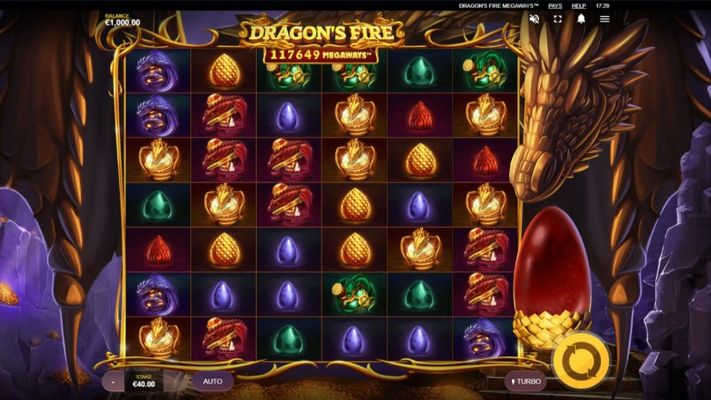 Dragon's Fire Megaways :: Main Game Board