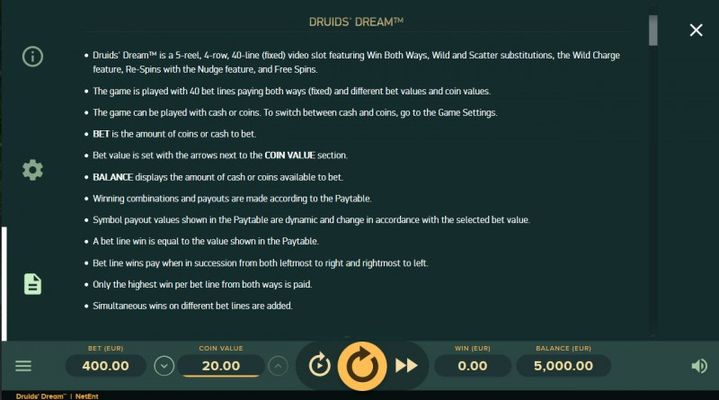 Druids Dream :: General Game Rules