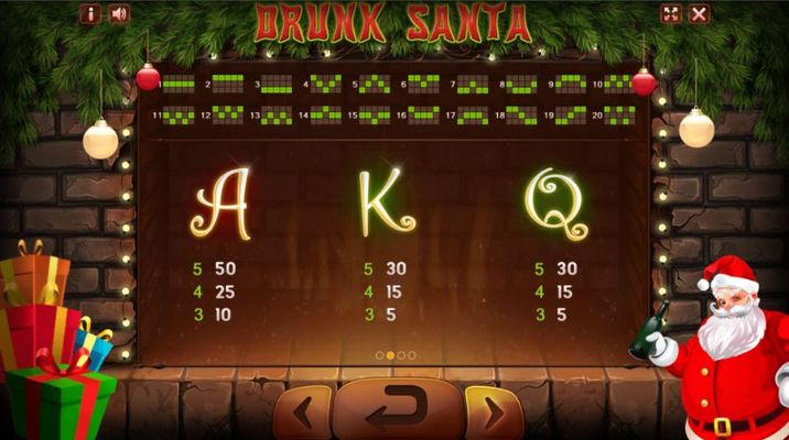 Drunk Santa :: Paytable - Low Value Symbols