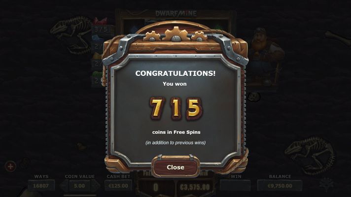 Total free spins payout