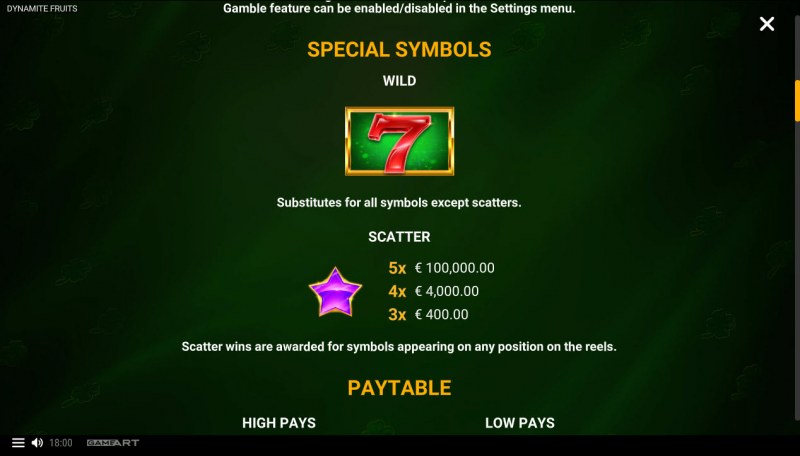 Dynamite Fruits :: Wild and Scatter Rules