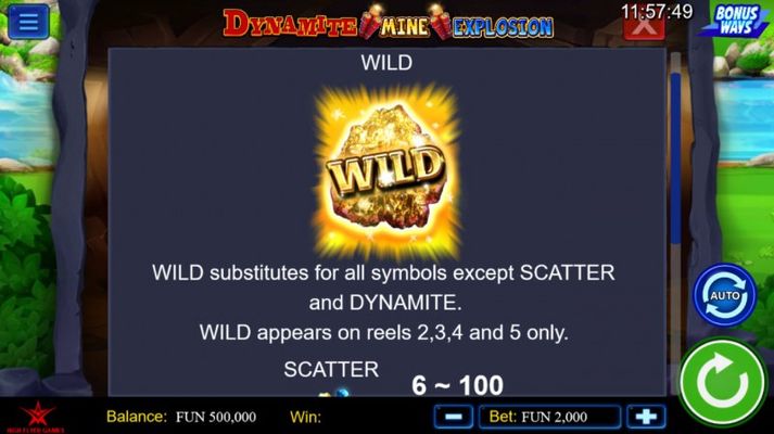 Dynamite Mine Explosion :: Wild Symbol Rules