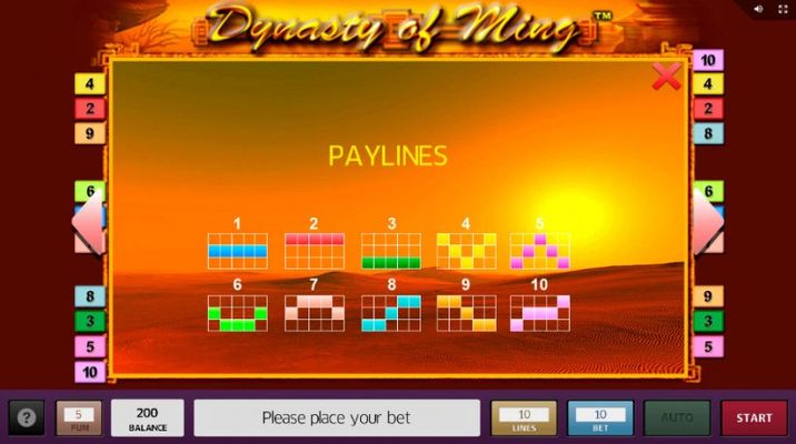 Paylines 1-10